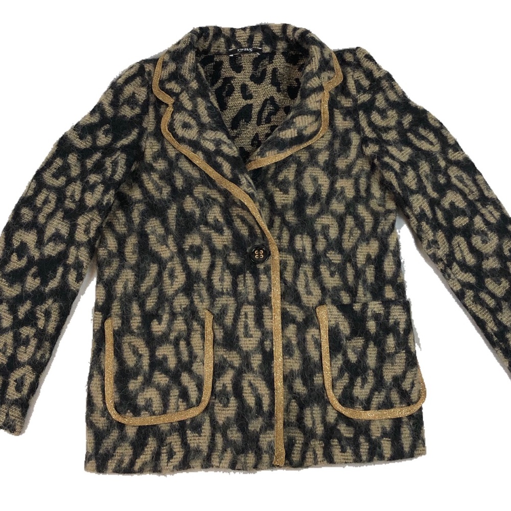 TWINS leopard print sweater knit blazer